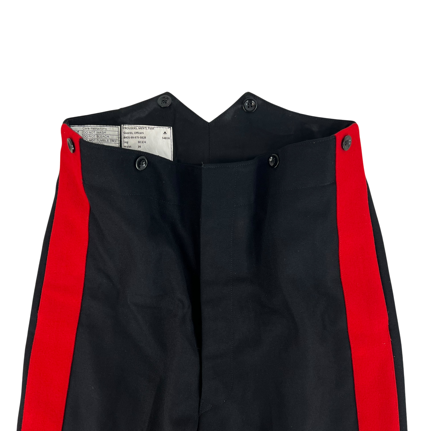 British Army Footguards Officers' Black Red Stripe Trousers - W32 L30.5