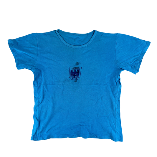 West German Army 70s Blue Training T Shirt - Large