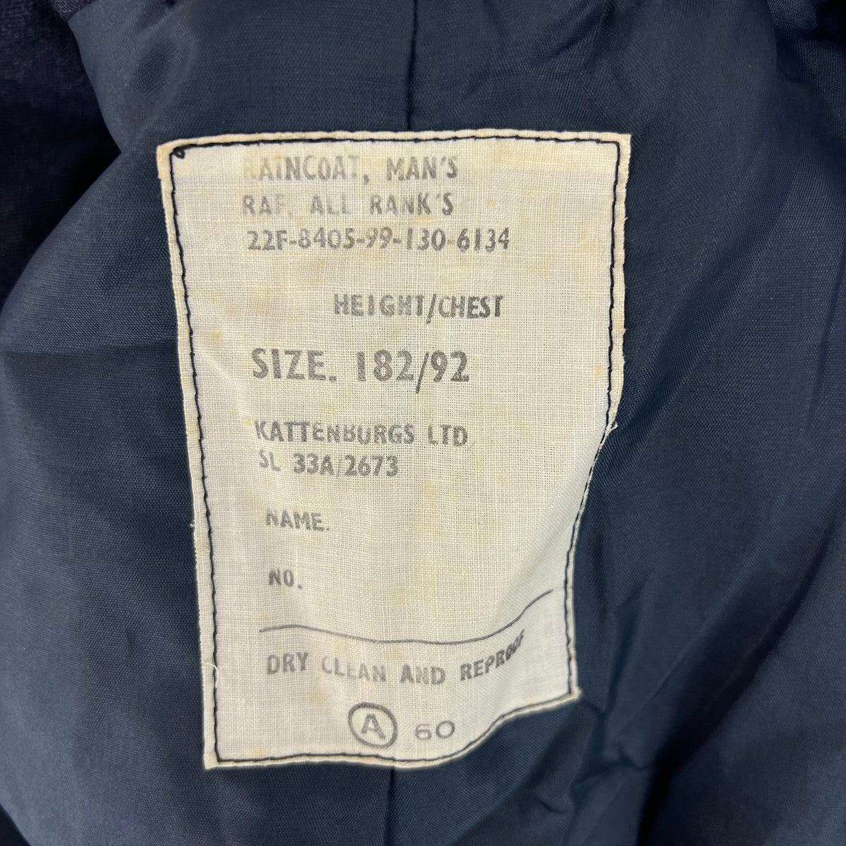 British Royal Air Force Raincoat Trench Coat - Medium 182/92