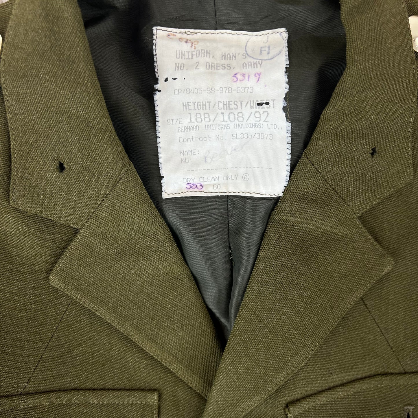 British Army 1980 Pattern No. 2 Olive Green Dress Jacket - REME - Medium 188/108