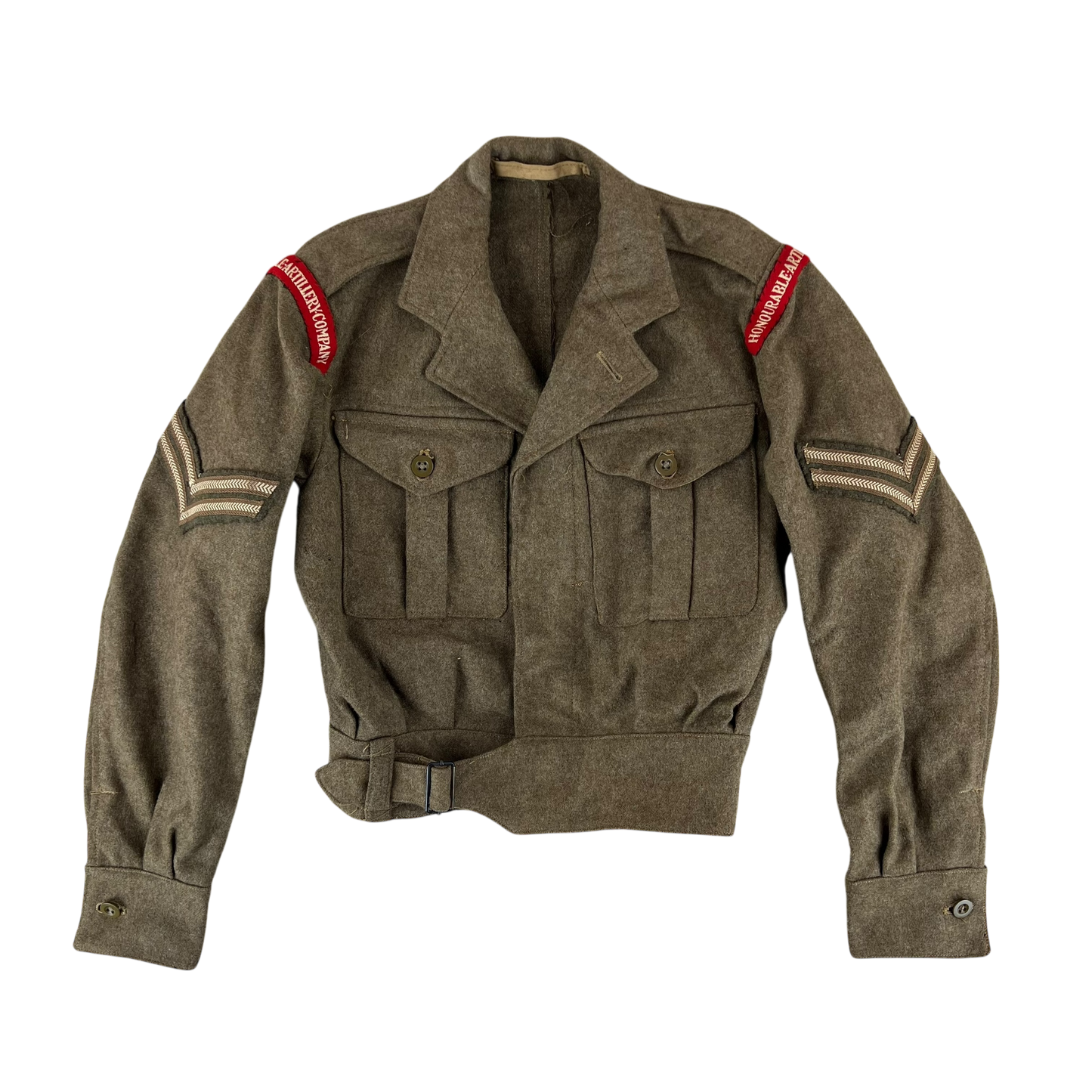 British Army 50s Khaki Ike 1949 Pattern Battle Dress Jacket - Honourable Artillery Company - Small SIZE 4