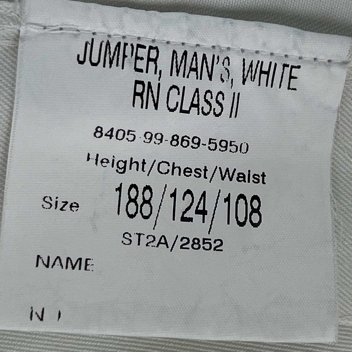 British Royal Navy Class II White Jumper Sailor's Top - X Large 188/124