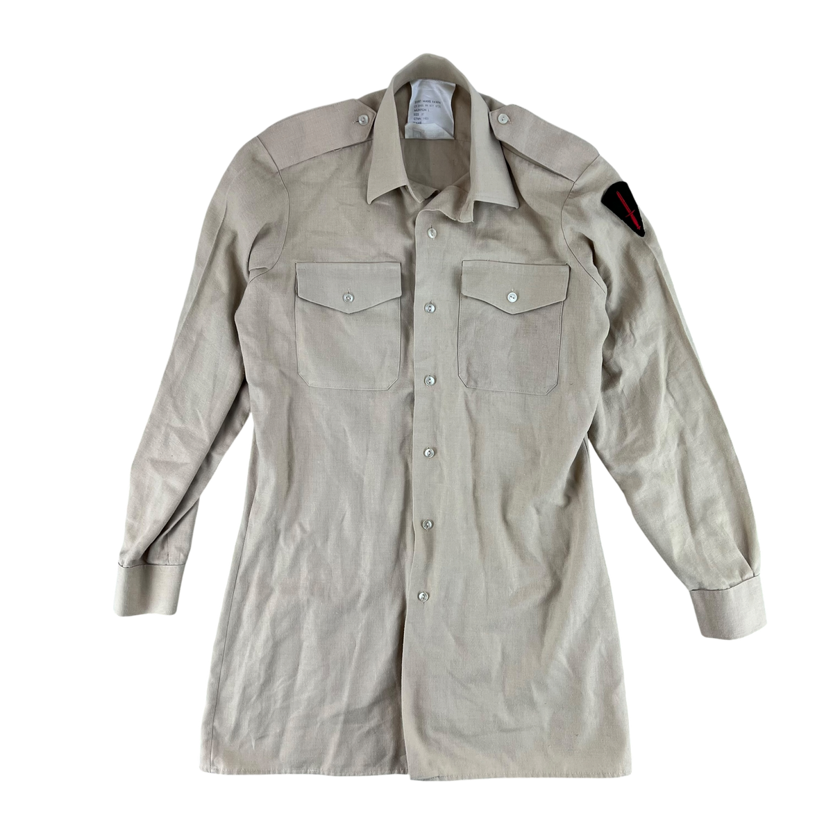 British Army Mens Fawn Cotton Shirt Long Sleeve - Small C37