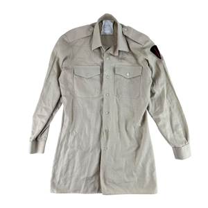 British Army Mens Fawn Cotton Shirt Long Sleeve - Small C37