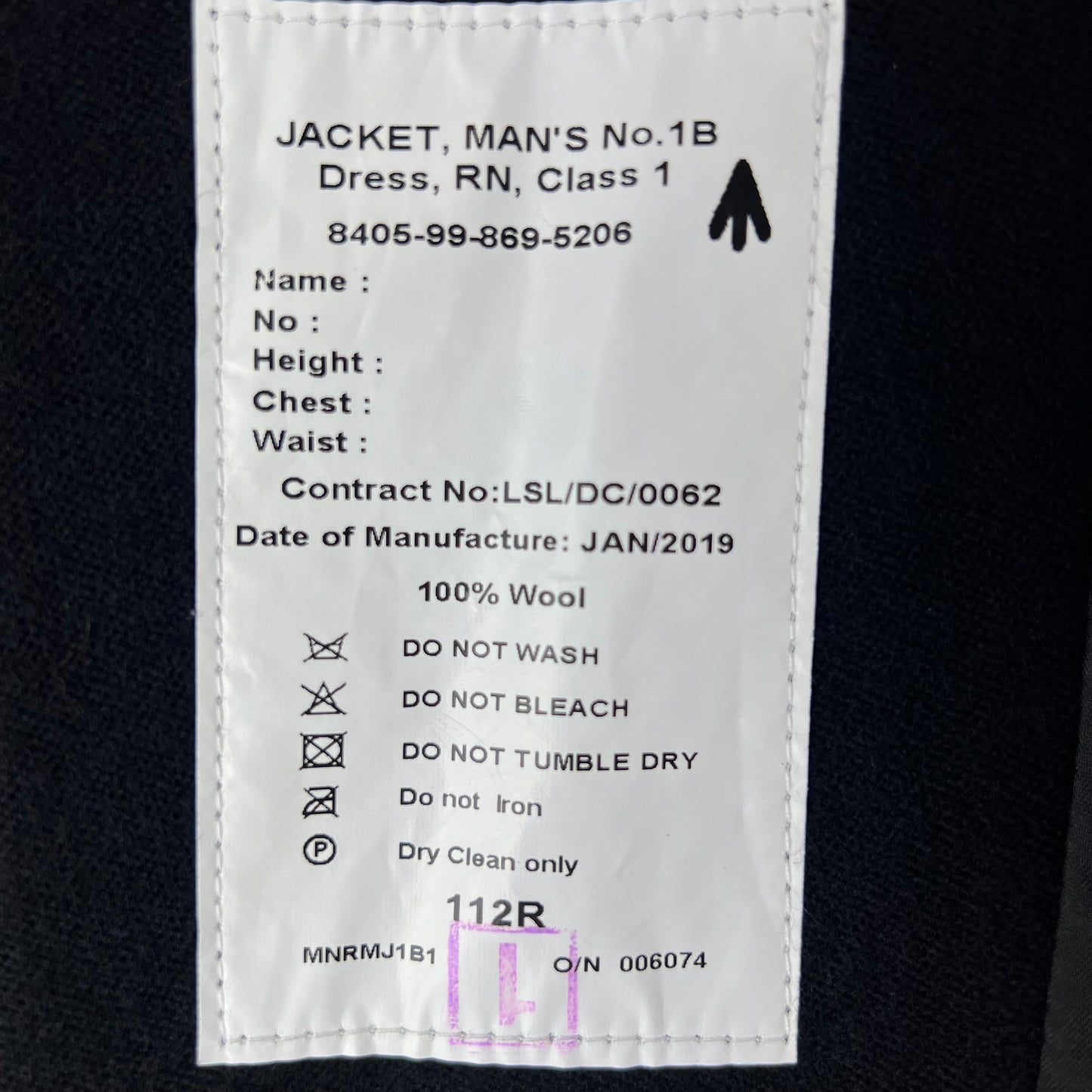 British Royal Navy Officer's No 1 Dress Jacket - Large 112R