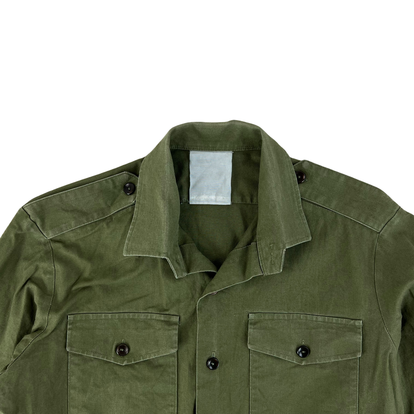 British Army Mens Olive Green Cotton Shirt Long Sleeve - Medium