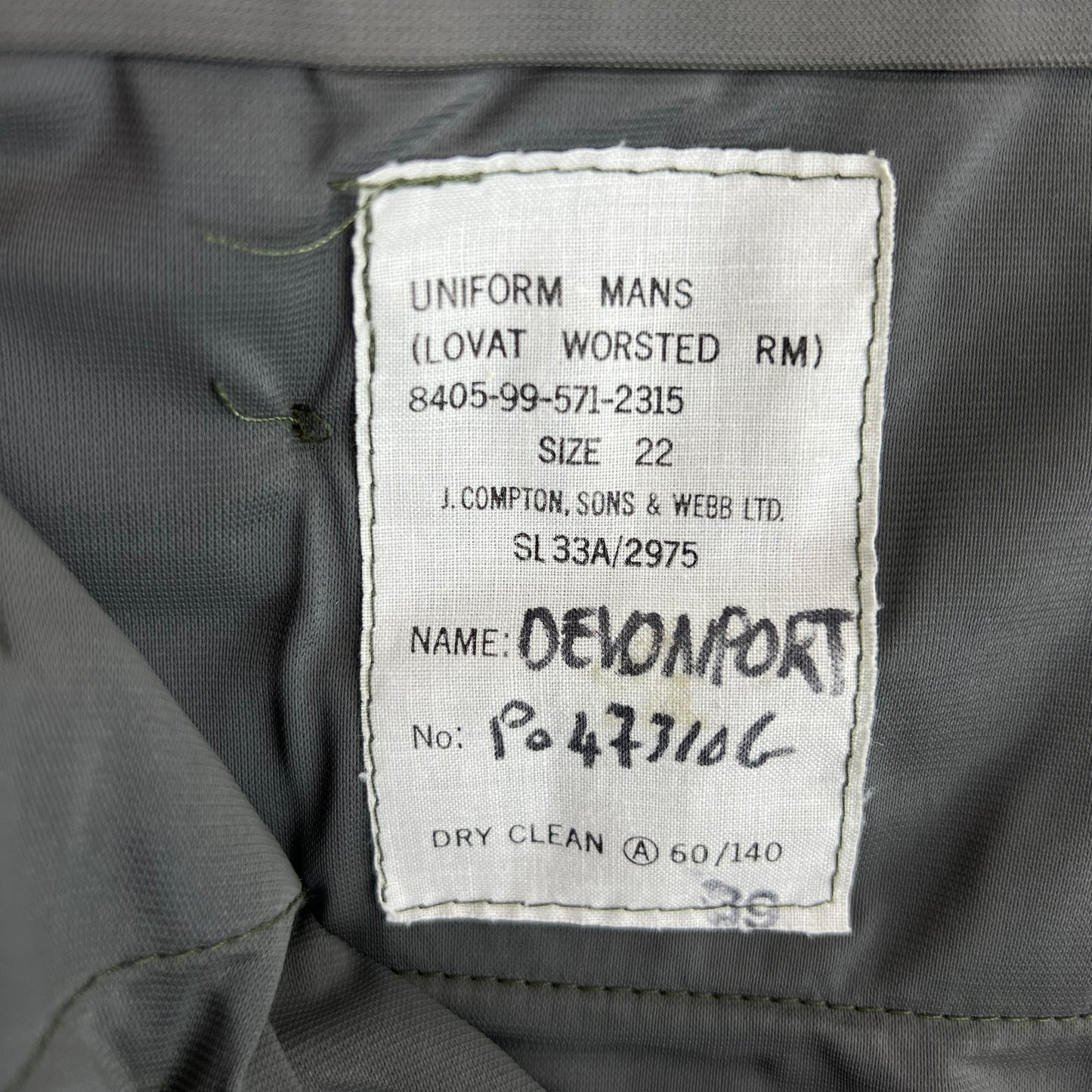 British Royal Navy Royal Marines Lovat Dress Trousers - W31.5 L27