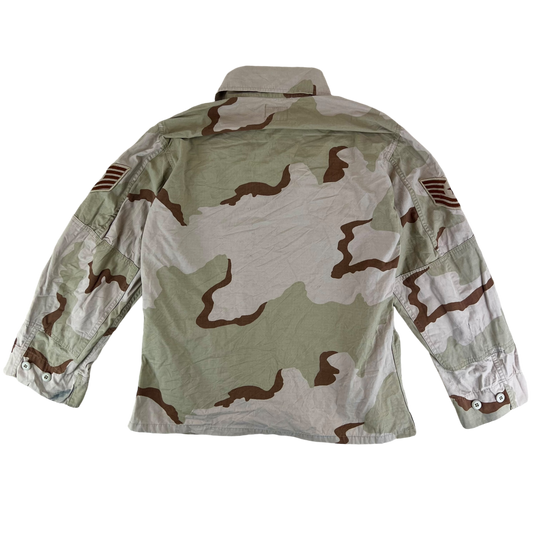 US Air Force Tri-Colour Desert "Coffee Stain" Camo Combat Jacket Ripstop w/ Patches - Large