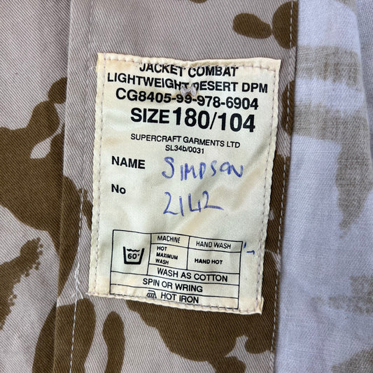 British Army Desert DPM Camouflage Combat Jacket Shirt - Pattern 94 - Large 180/104