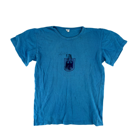 West German Army 70s Blue Training T Shirt - Medium