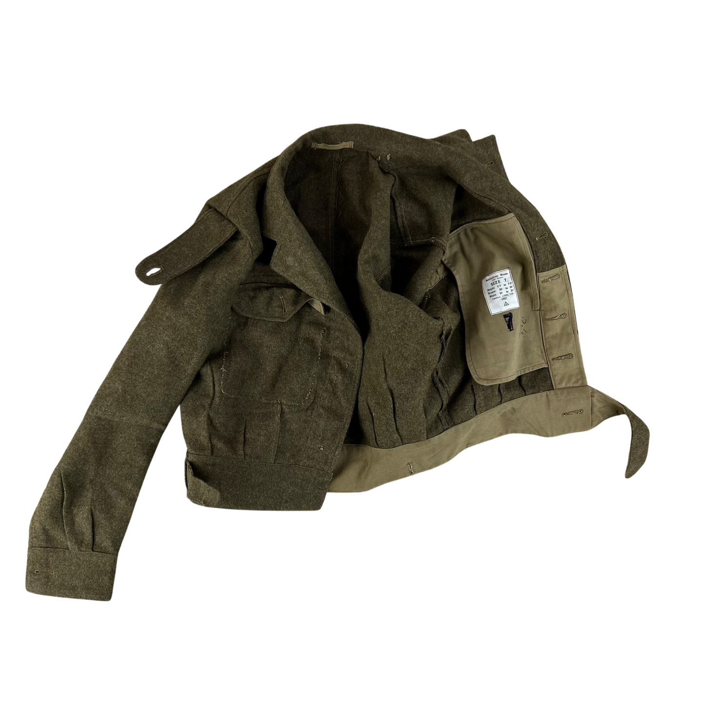 British Army 50s Khaki Ike 1949 Pattern Battle Dress Jacket - Small SIZE 7