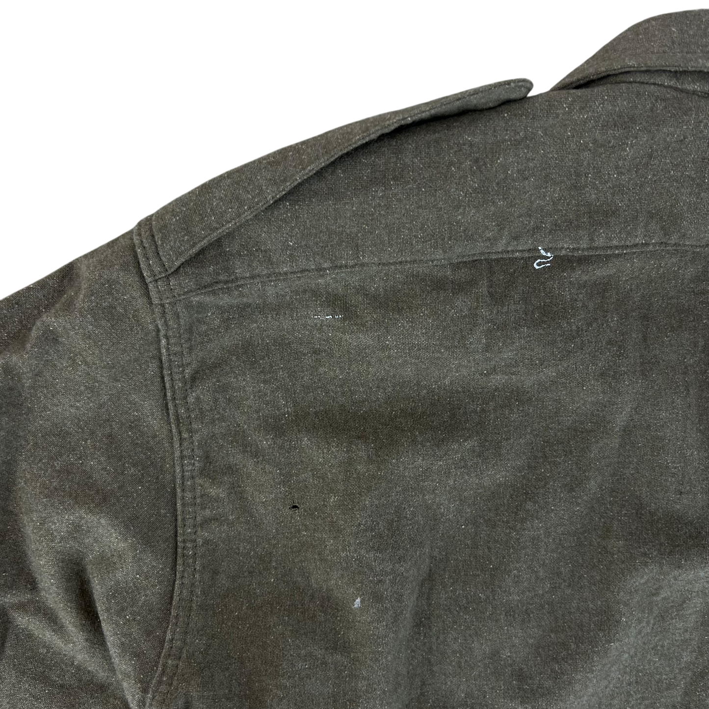British Army 60s Khaki Collared Wool Shirt - Medium