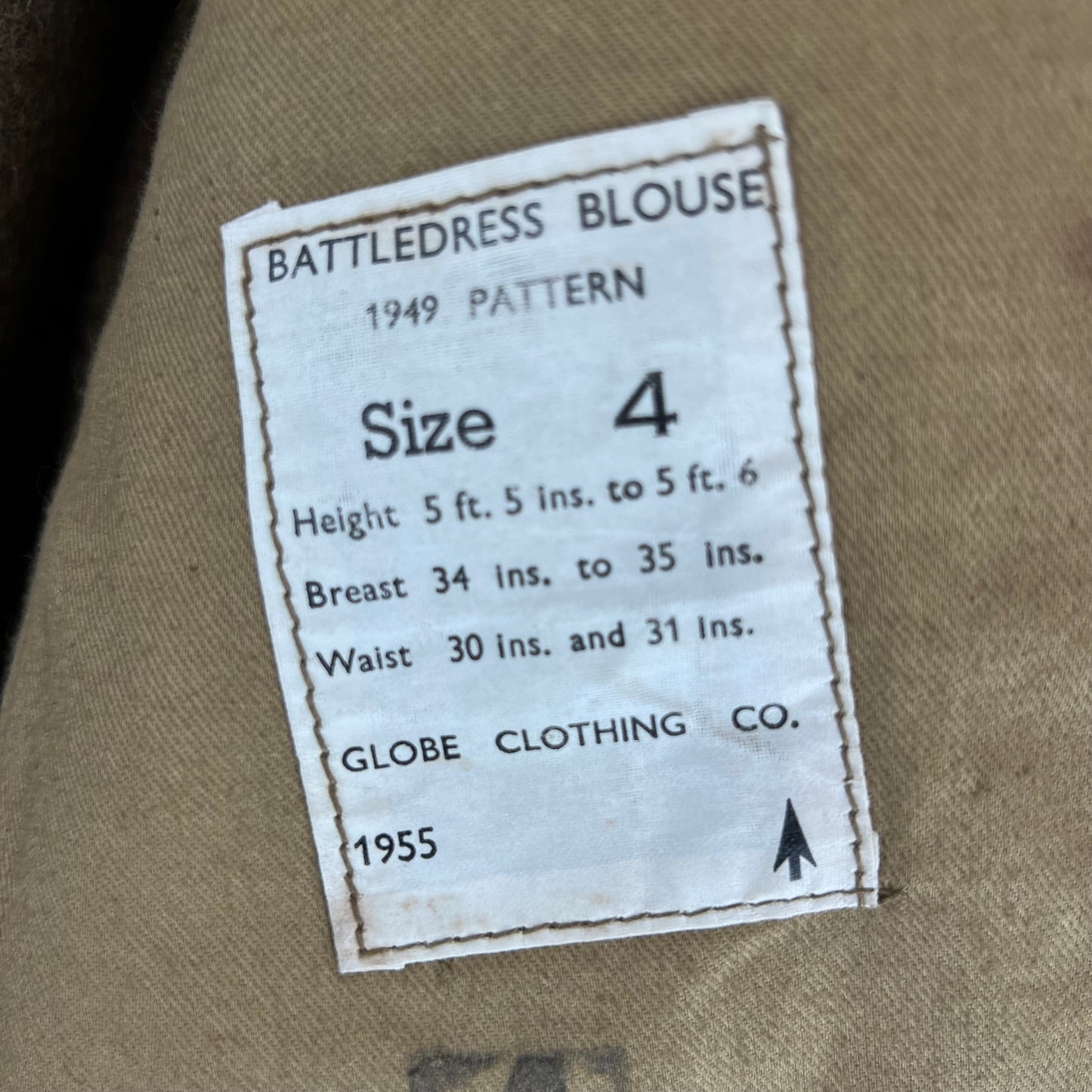 British Army 50s Khaki Ike 1949 Pattern Battle Dress Jacket - Honourable Artillery Company - Small SIZE 4