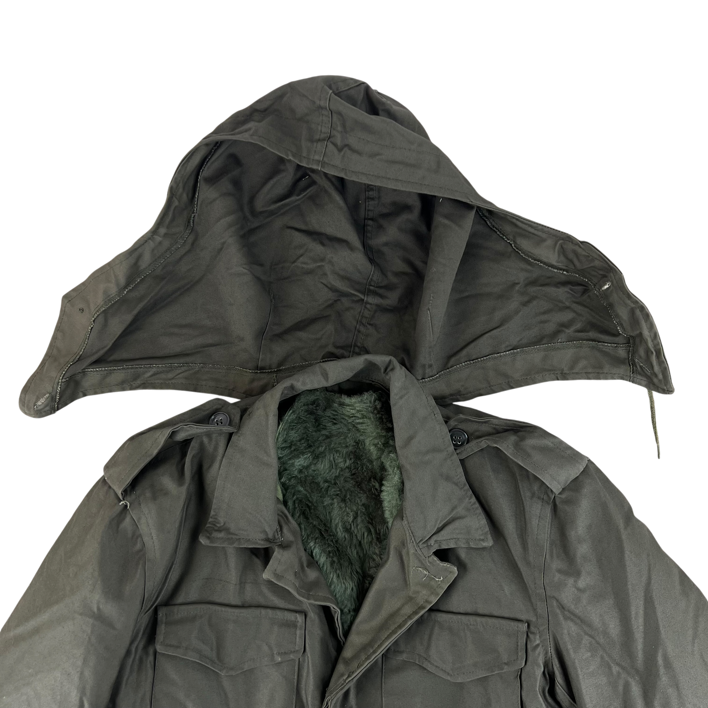 Greek Army M65 Olive Green Jacket w/ Thermal Liner - Medium