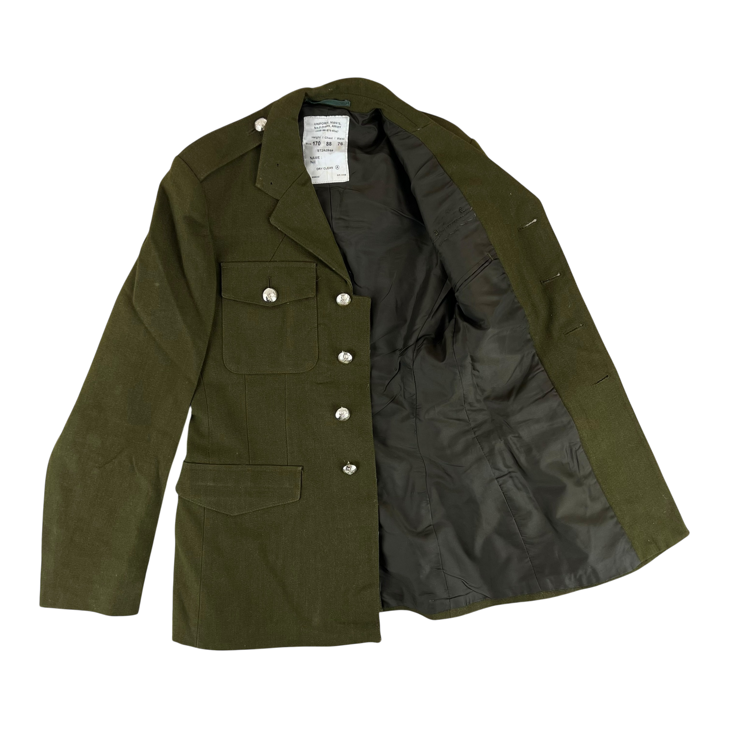 British Army 1980 Pattern No. 2 Olive Green Dress Jacket - 9th/12th Royal Lancers - Small 170/88