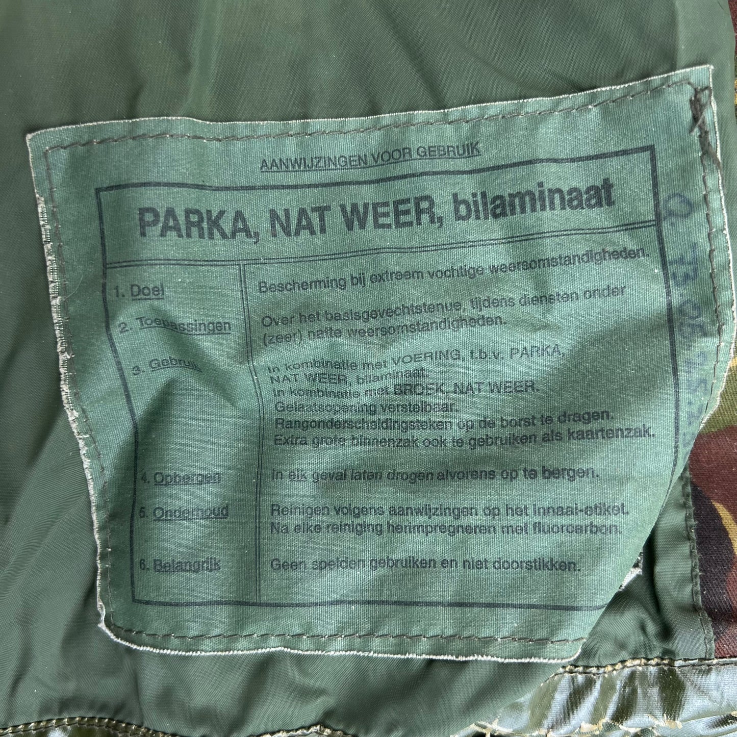 Dutch Army M93 DPM Woodland Camouflage MVP Parka - Large