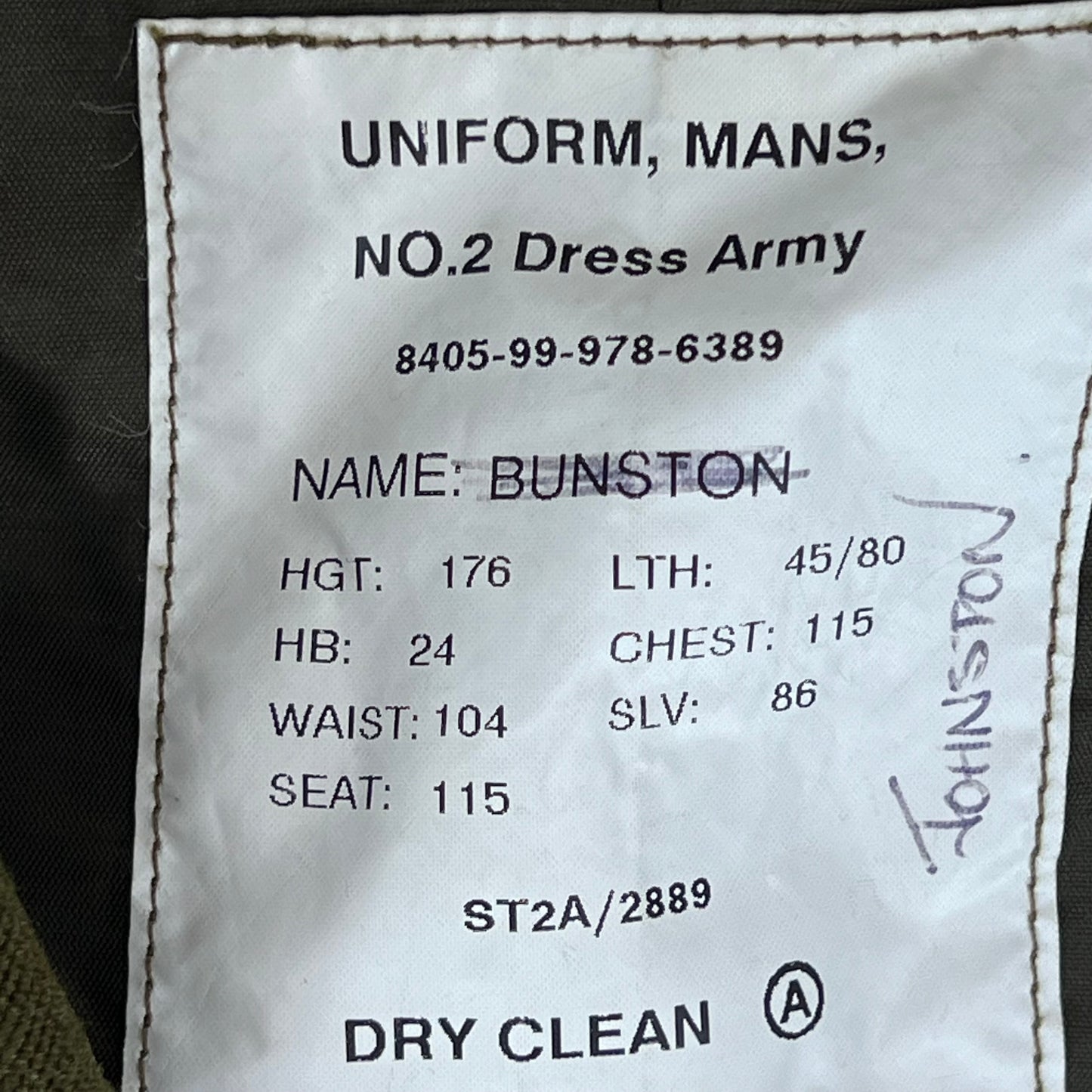 British Army 1980 Pattern No. 2 Olive Green Dress Jacket - RLC - Large 176/115