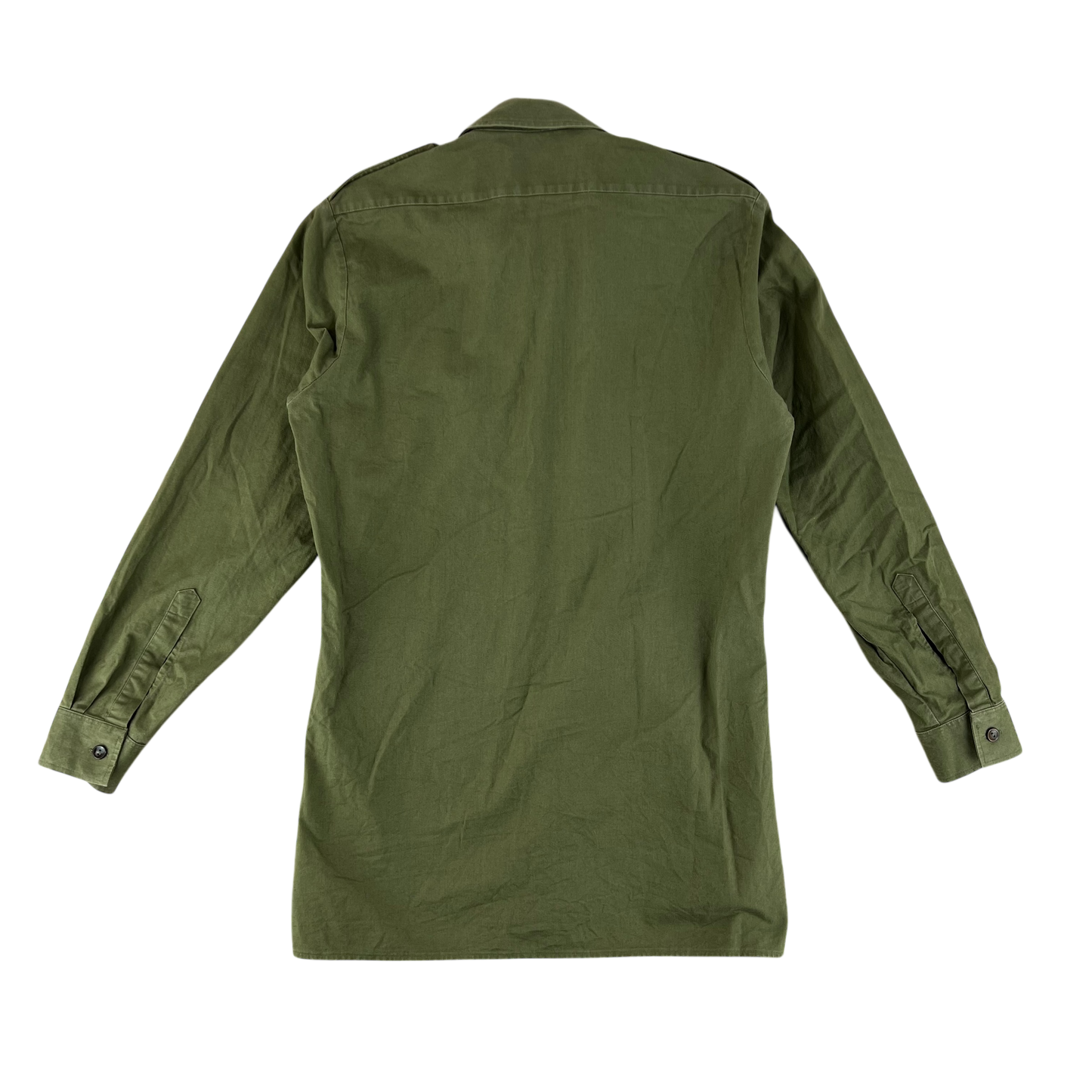 British Army Mens Olive Green Cotton Shirt Long Sleeve - Medium