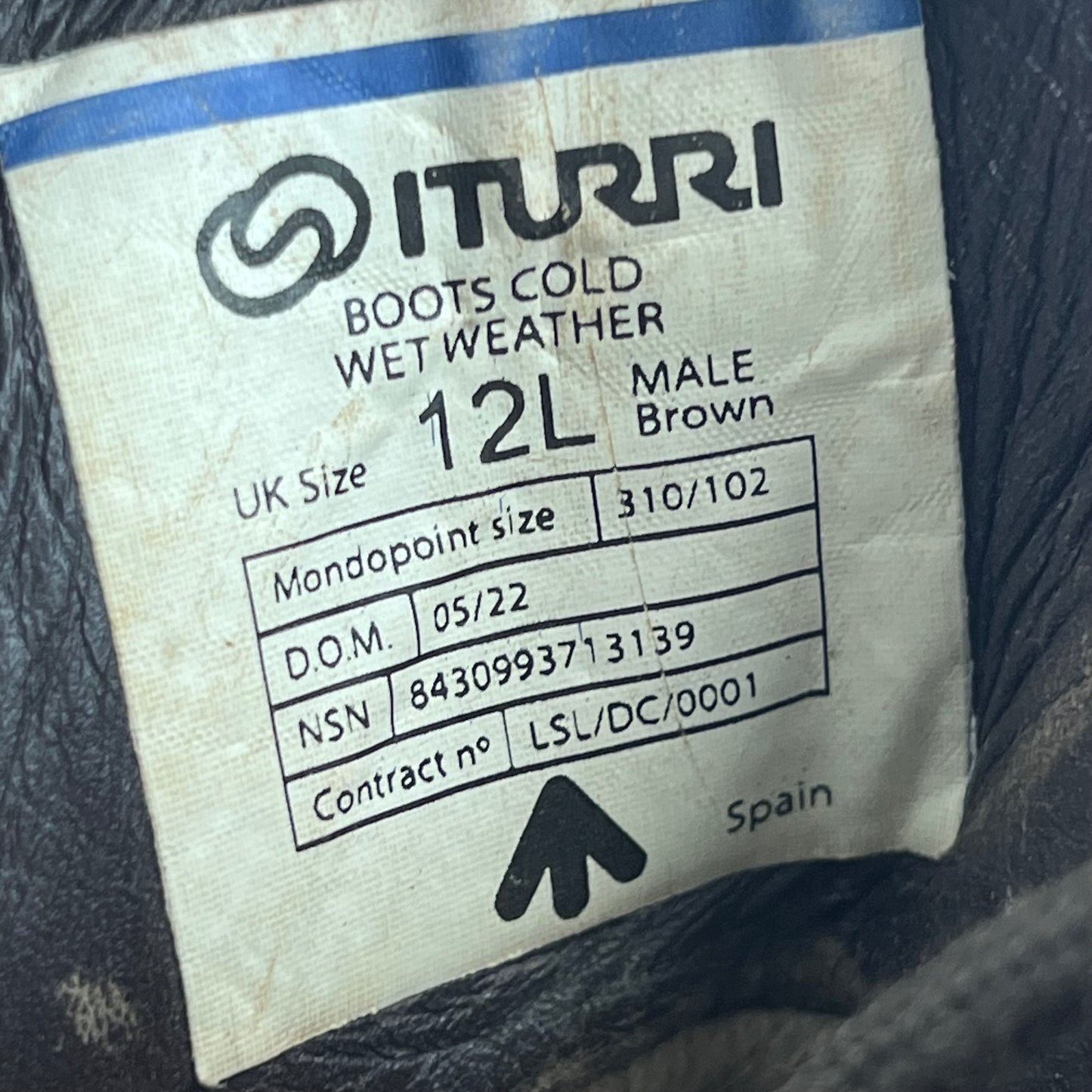 British Army Iturri Brown Cold Wet Weather Combat Boots - Size 12 L