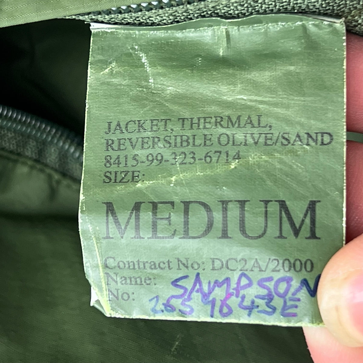 British Army Reversible Thermal Olive Green / Tan Quilted Jacket - Medium
