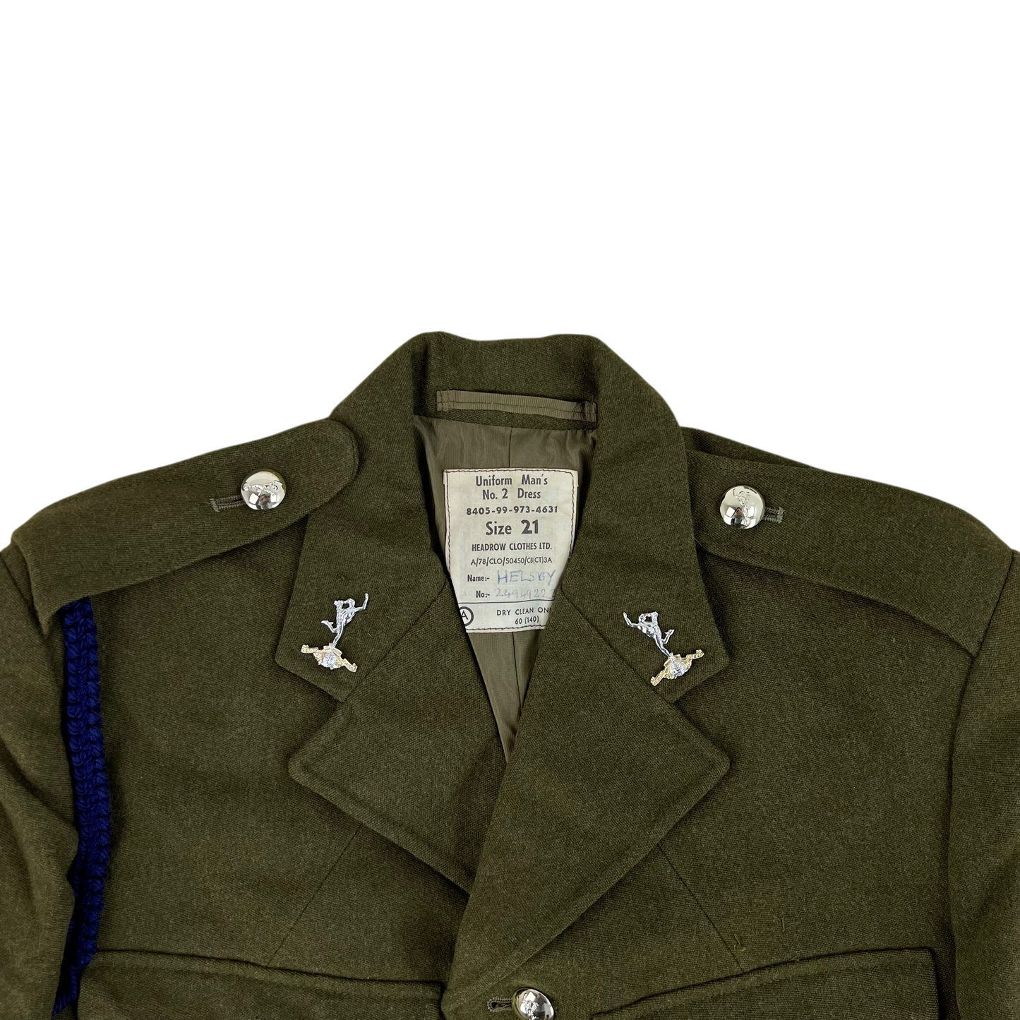 British Army Old Pattern No. 2 Olive Green Dress Jacket - Royal Signals - Small SIZE 21