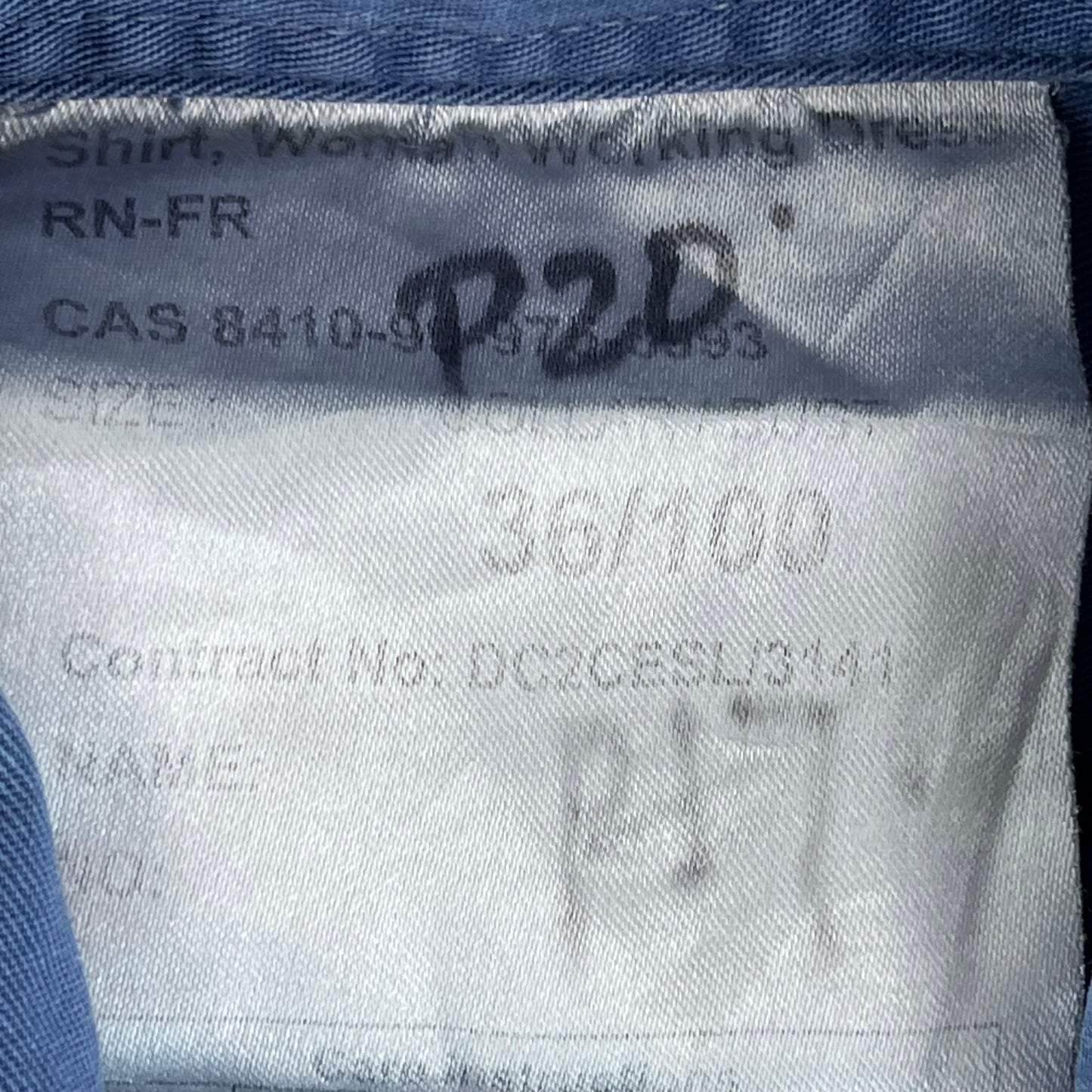 British Royal Navy 72 Pattern Working Woman's Blue Long Sleeve Shirt - Medium 36/100