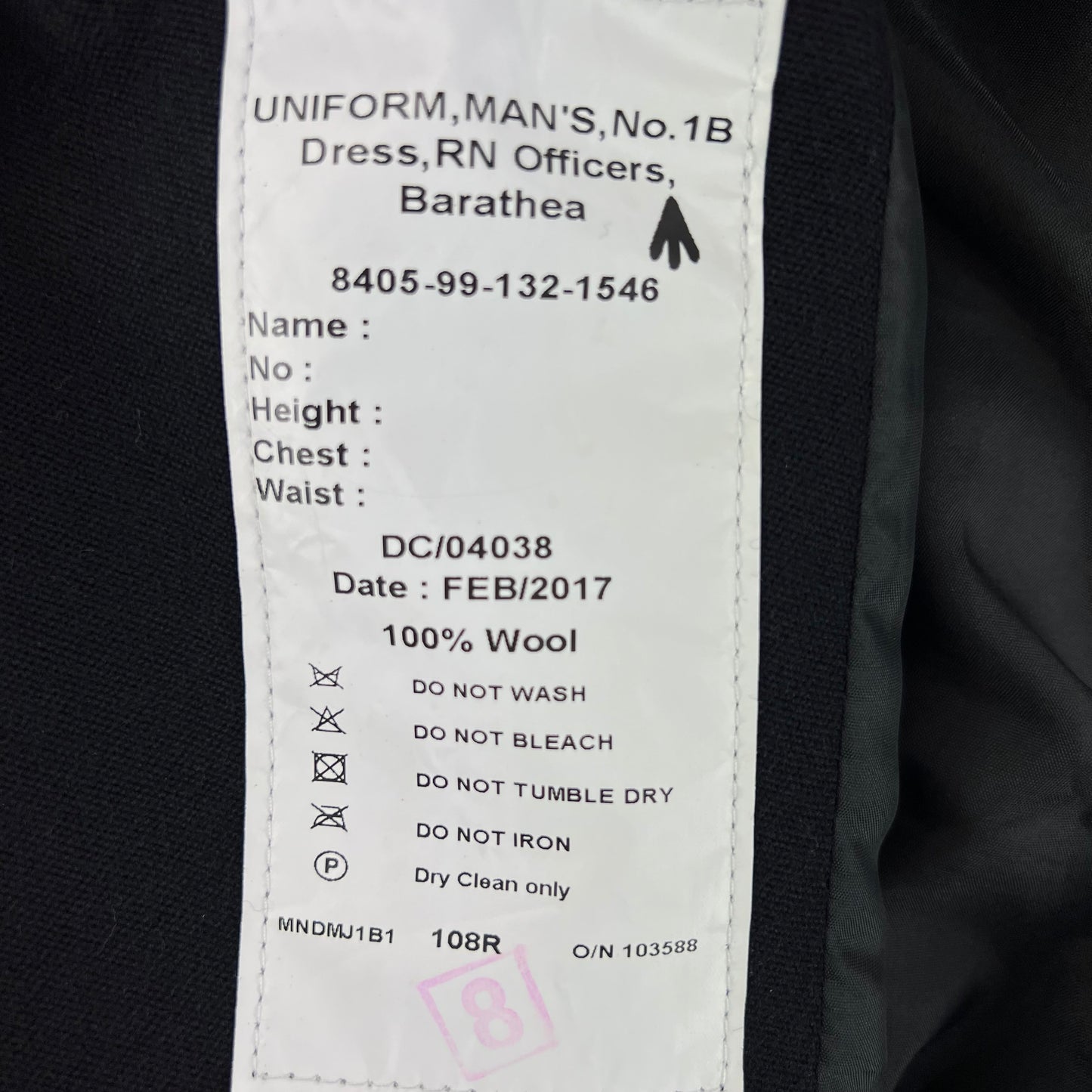 British Royal Navy Officer's No 1B Dress Jacket - Medium