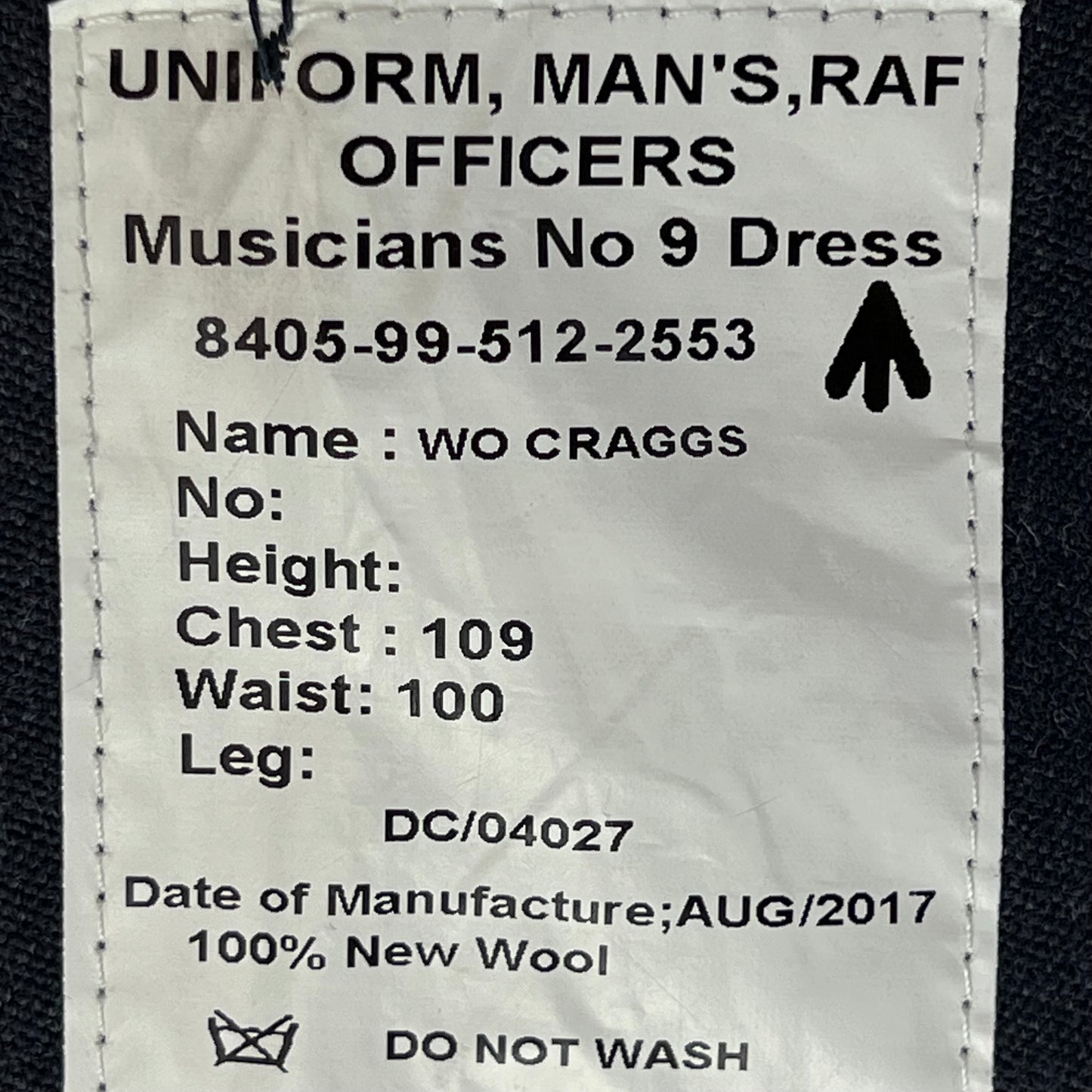 British RAF Officer's No. 9 Musician's Dress Jacket - Large