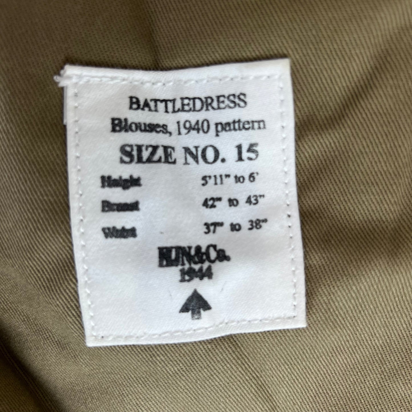 British Army WW2 Repro 1940 Pattern Khaki Battledress Blouse Ike Jacket - Large SIZE 15