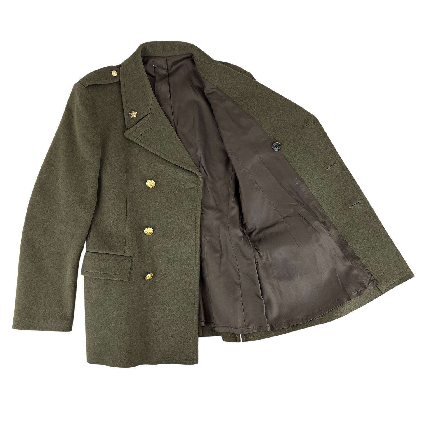 Italian Army 70's Officer's Khaki Tan Peacoat - Medium