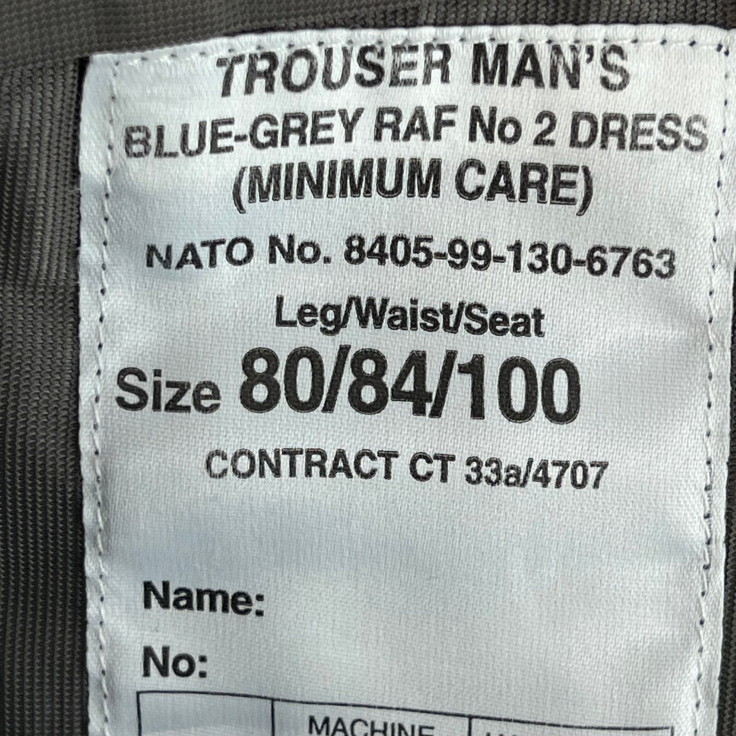 British RAF 72 Pattern Blue-Grey Dress Trousers - W33 L30