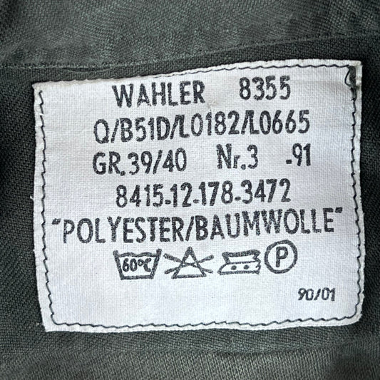 German Army Olive Green Long Sleeve Field Shirt - Medium Gr39/40