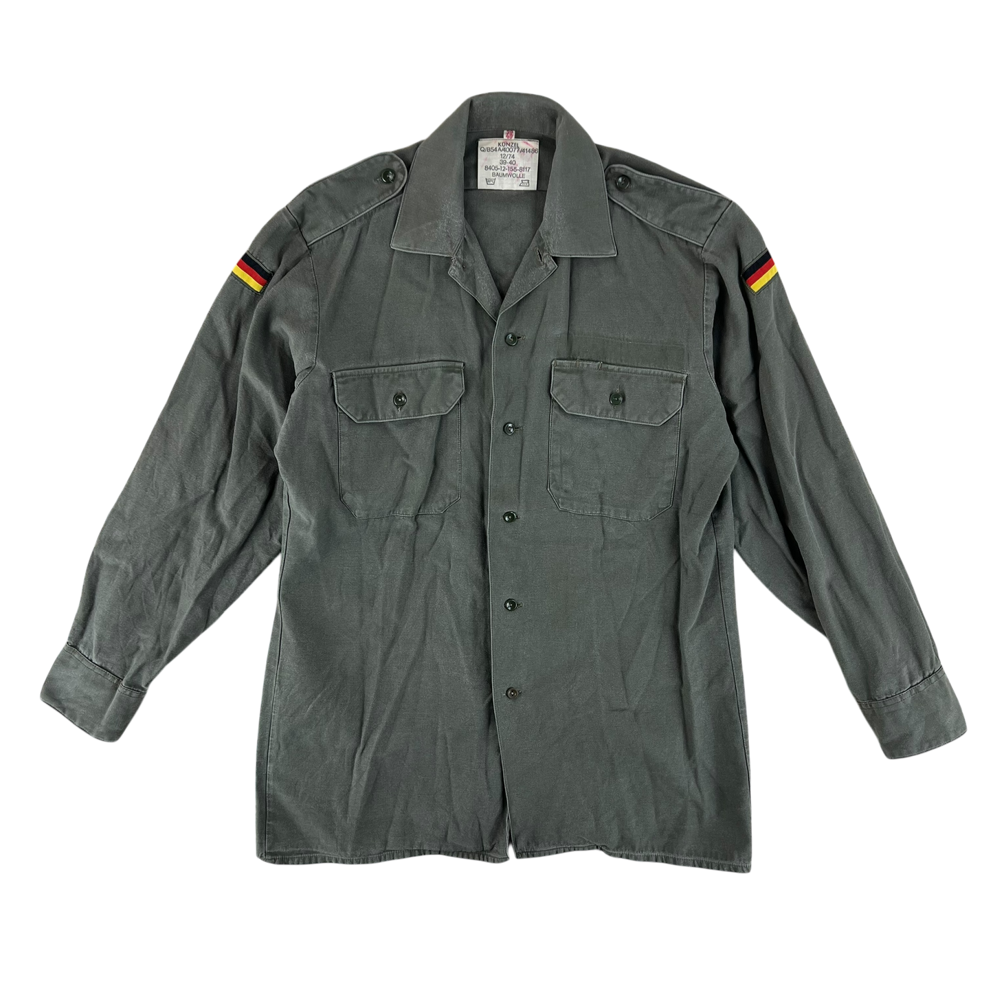 German Army Olive Green Long Sleeve Field Shirt - Medium