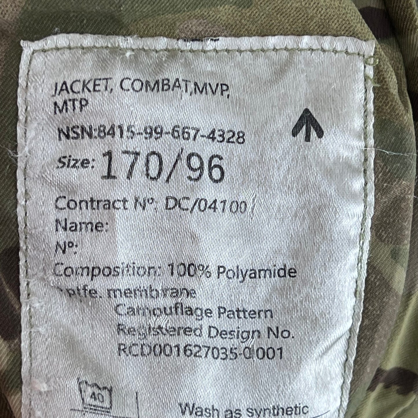 British Army MTP Camouflage MVP Jacket - Medium 170/96