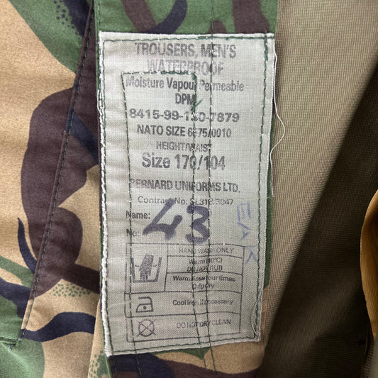 British Army Woodland DPM Camouflage MVP Waterproof Trousers - W39 L28 170/104