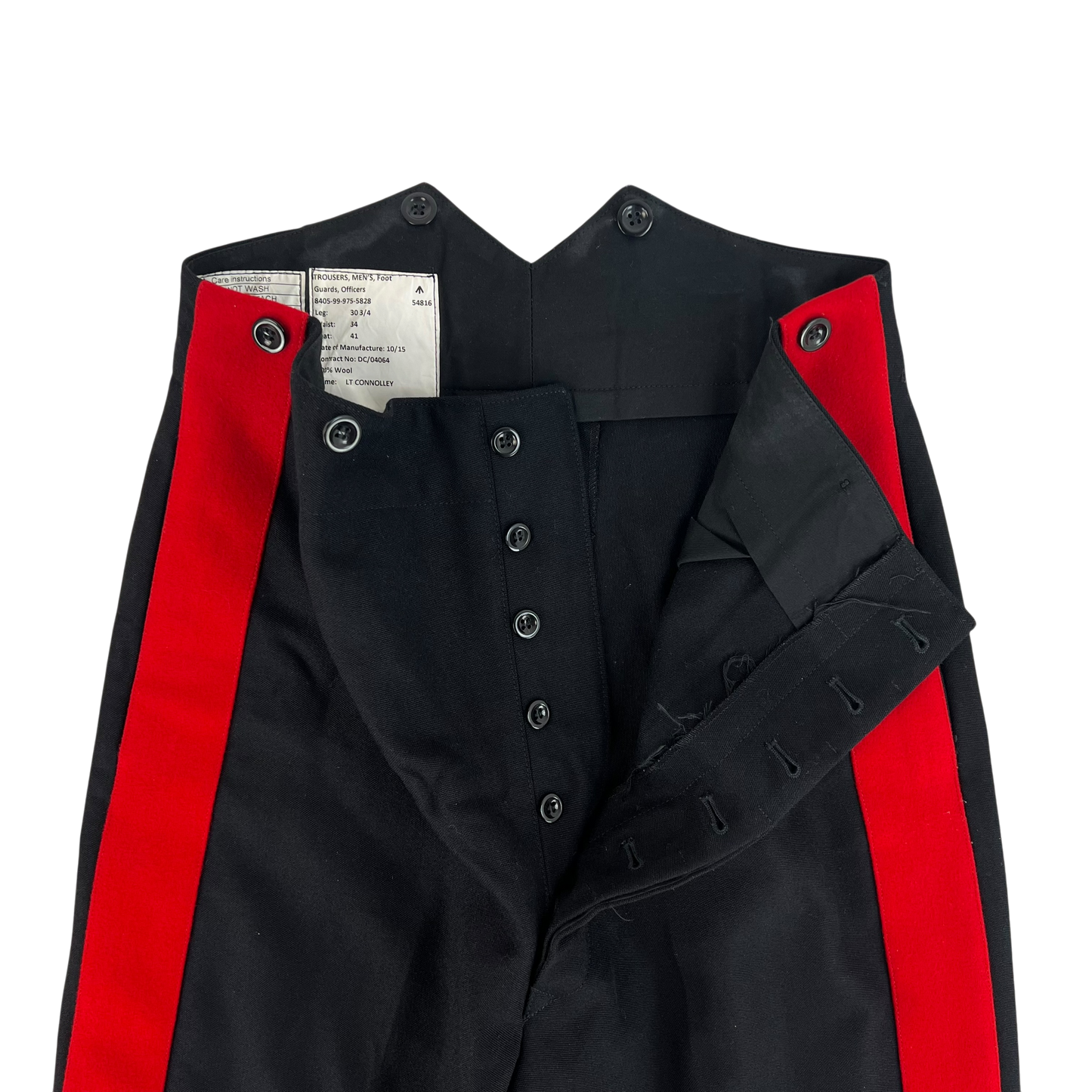 British Army Footguards Officers' Black Red Stripe Trousers - W32 L30.5