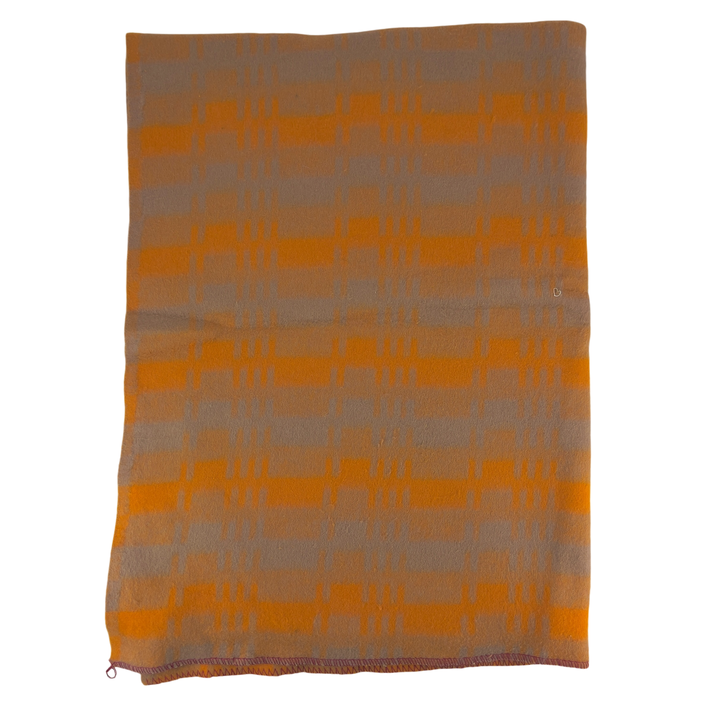 Polish Army Vintage Orange Line Pattern Wool Blanket