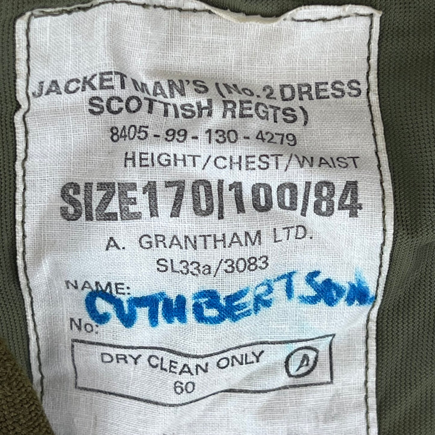 British Army 1980 Scottish Pattern No. 2 Olive Green Dress Jacket - Royal Regiment of Scotland - Medium 170/100