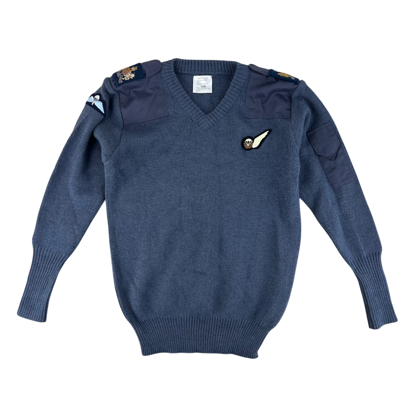 British Royal Air Force RAF Wool V Neck Pullover Jersey Jumper - Large 106cm