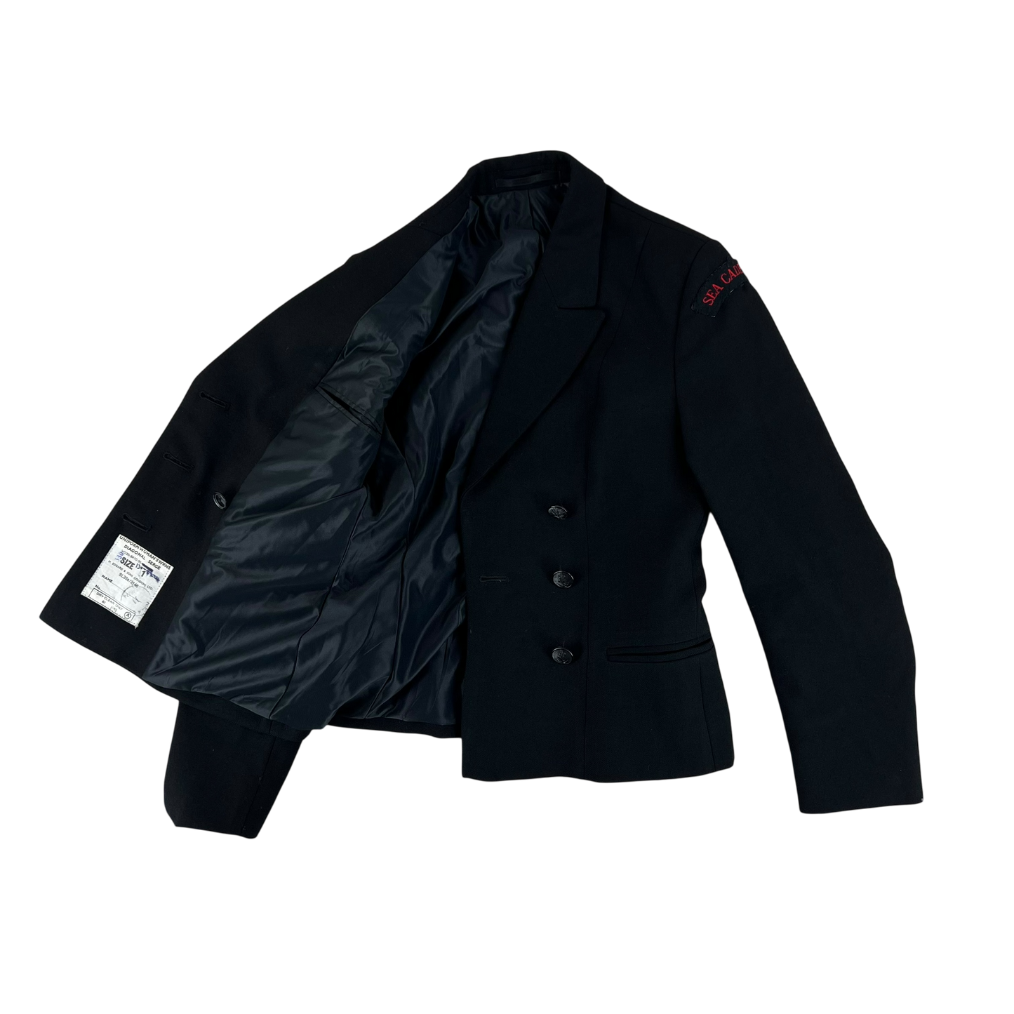 British Royal Navy Women's WRNS Diagonal Serge Black Blazer - X Small SIZE 1