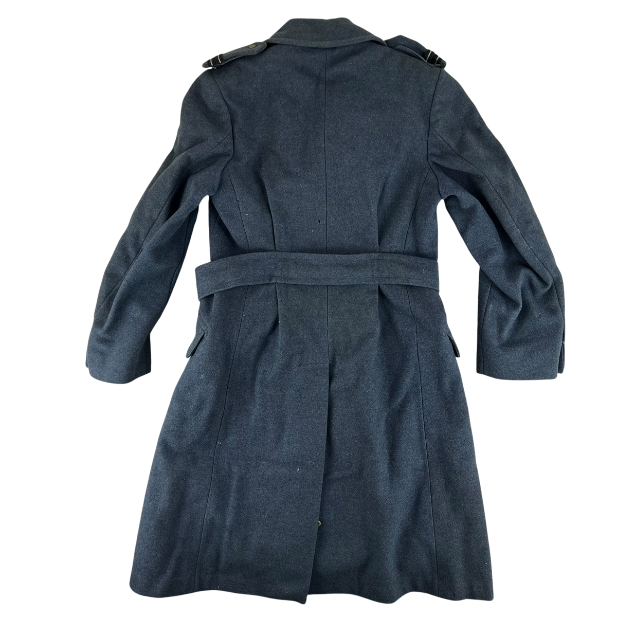 British RAF WW2 40's Officer's Blue Grey Wool Greatcoat w/ Belt - Medium Size 6