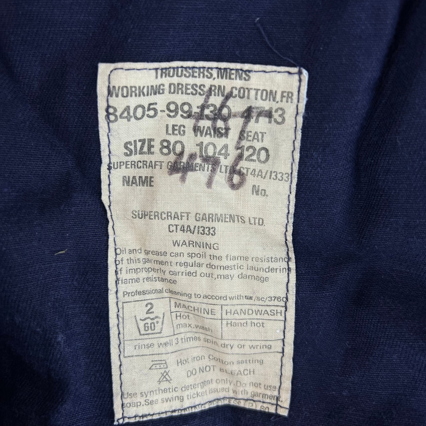 British Royal Navy Cotton Working Dress Trousers - W40 L27
