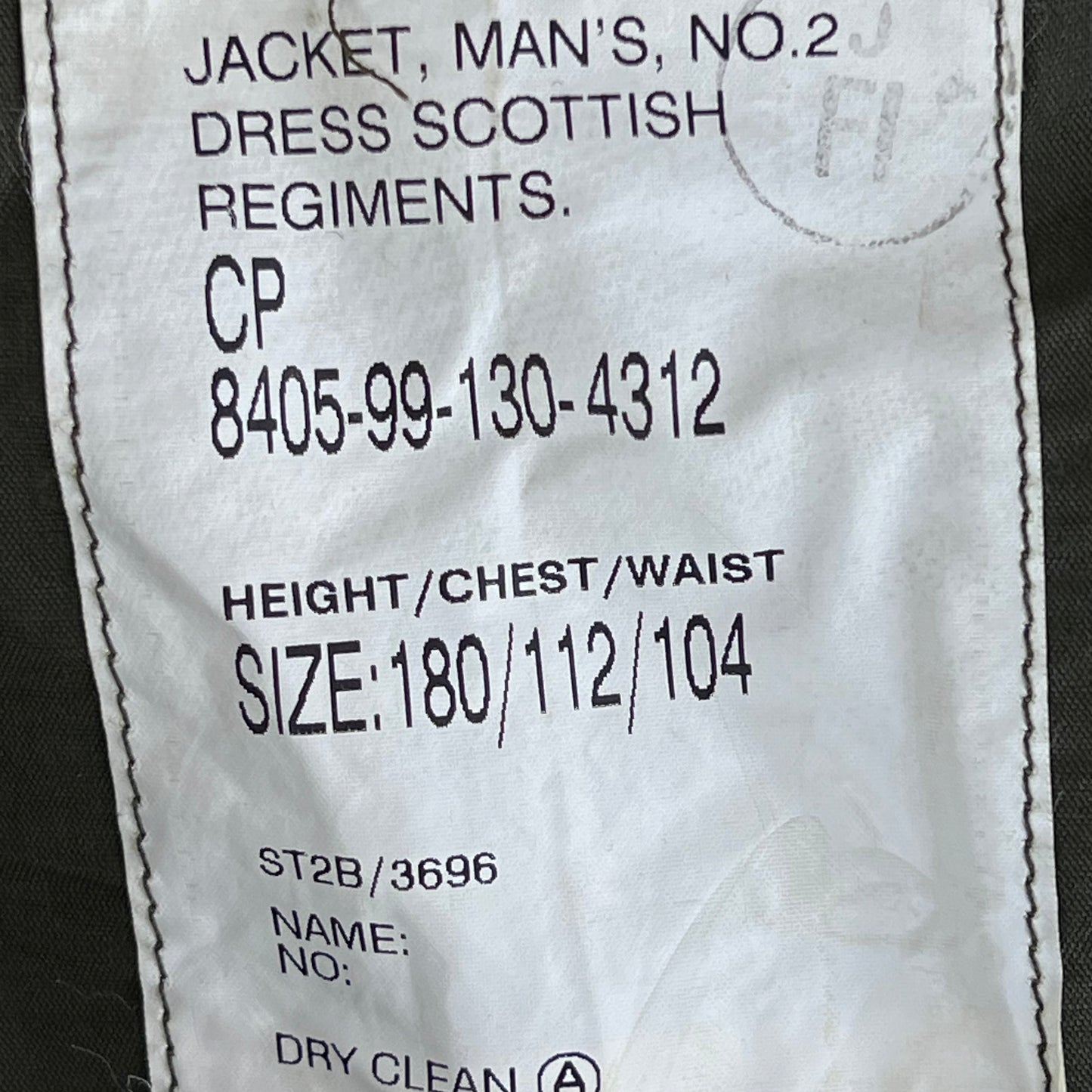 British Army No. 2 Dress Jacket Khaki Green - Royal Regiment of Scotland - Large 180/112