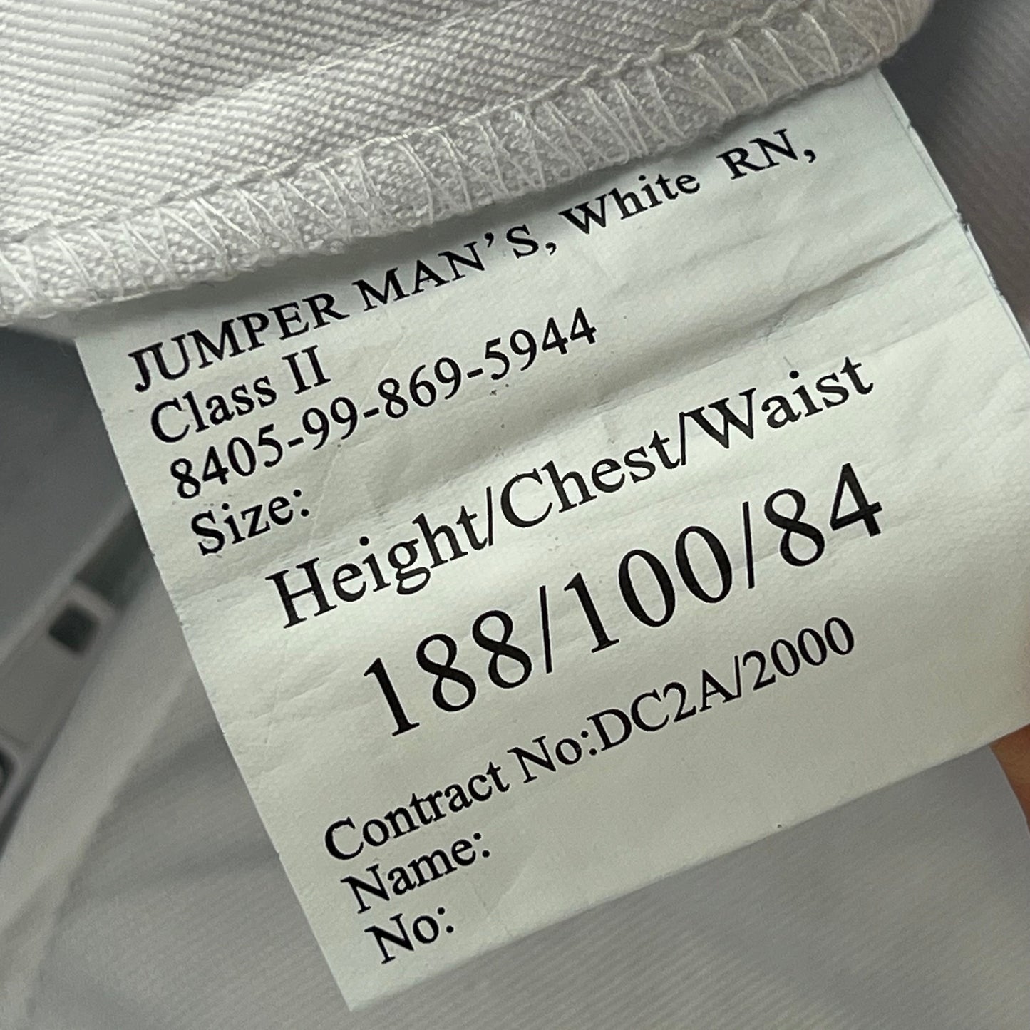 British Royal Navy Class II White Jumper Sailor's Top - Medium 188/100