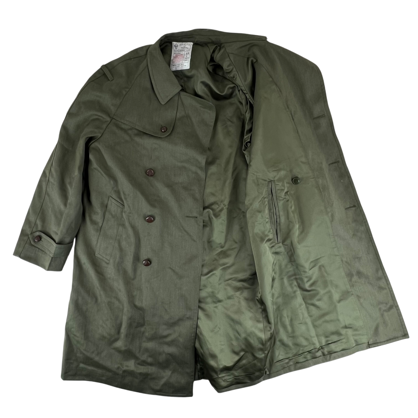 Spanish Army 80s Green Trenchcoat - Large