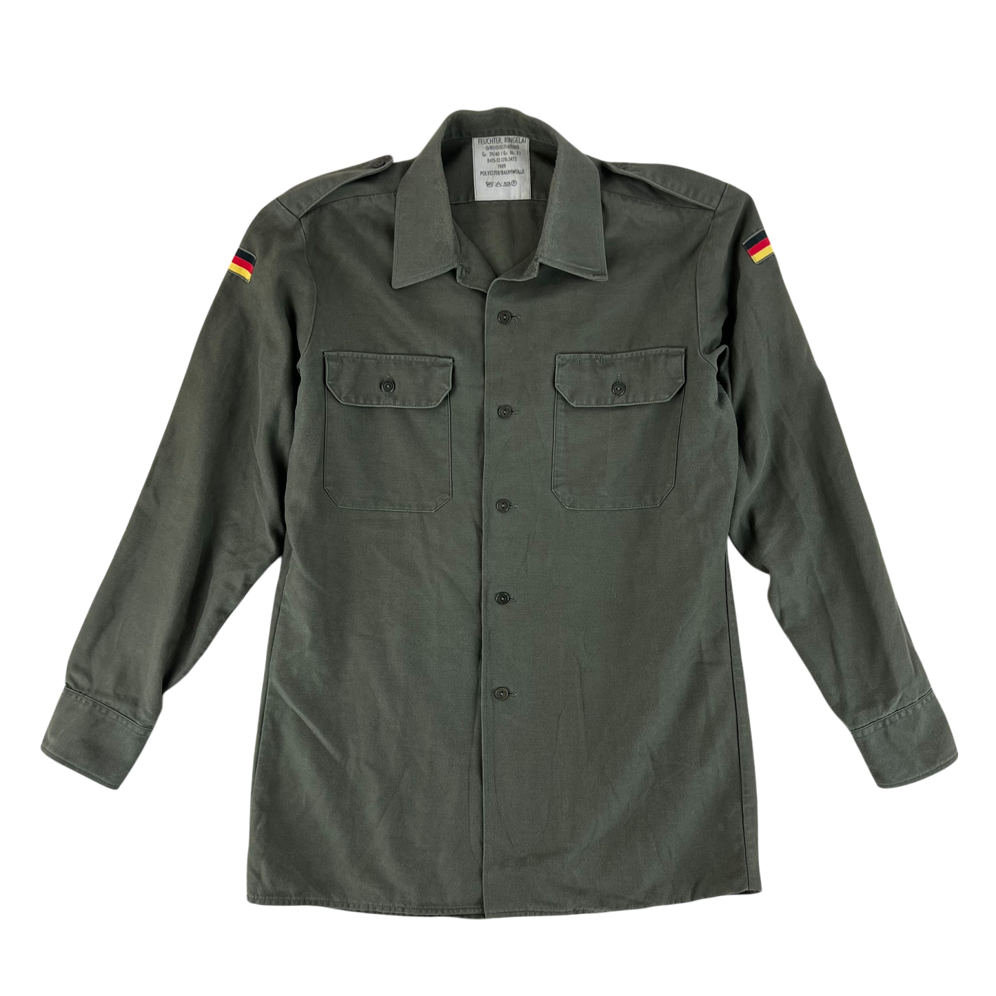 German Army Olive Green Long Sleeve Field Shirt - Medium GrNr 3