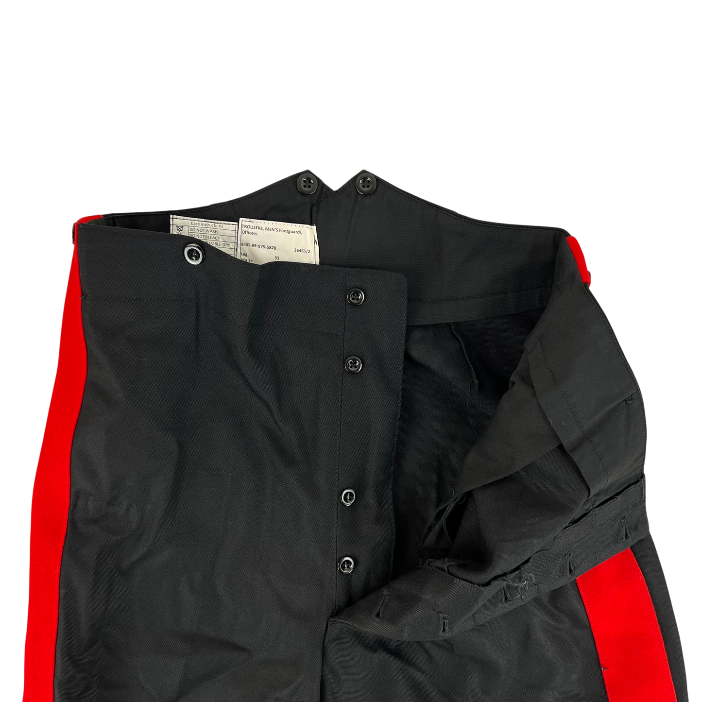 British Army Footguards Officers' Black Red Stripe Trousers - W36 L32.5