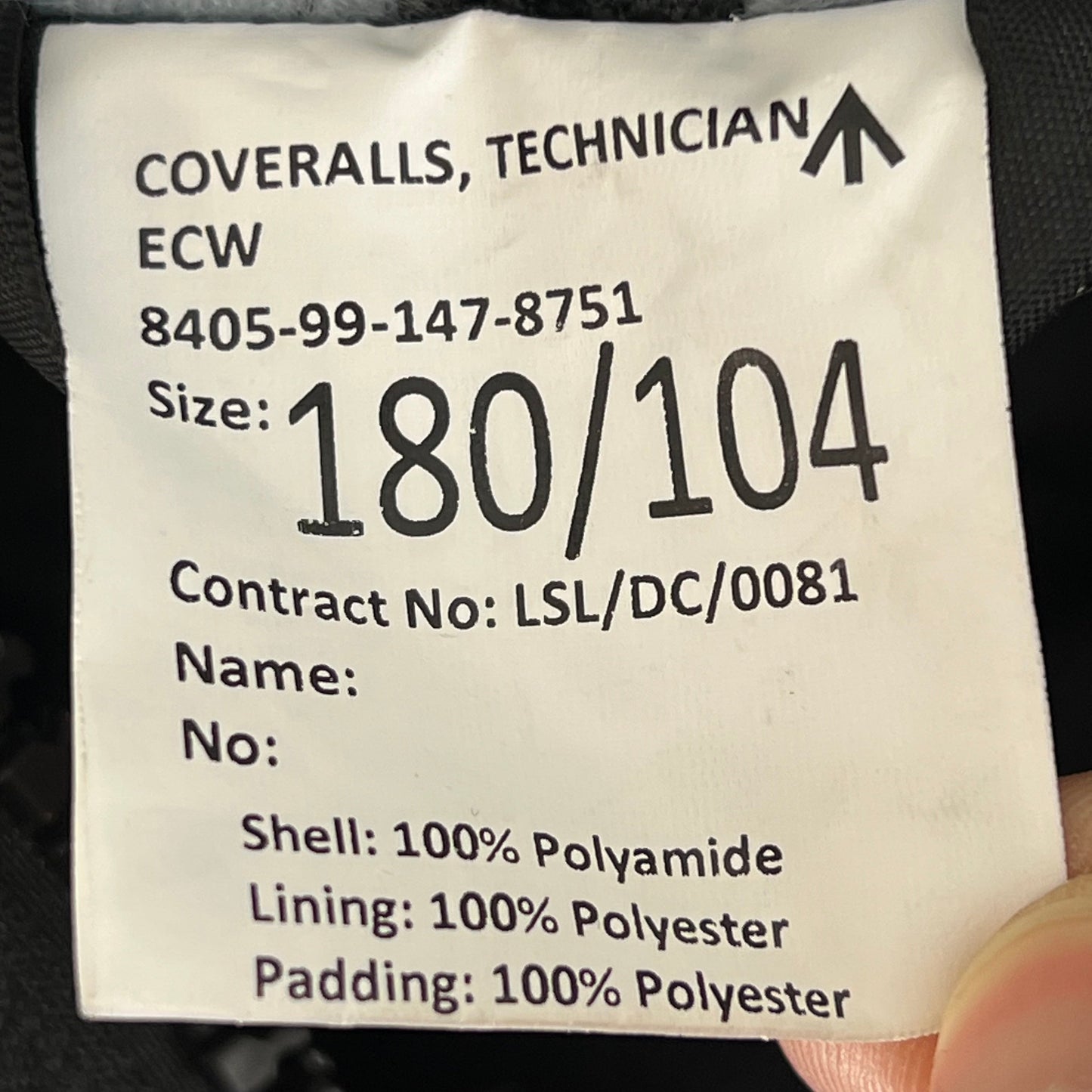 British Army Technician's Extreme Cold Weather Coveralls - Large 180/104