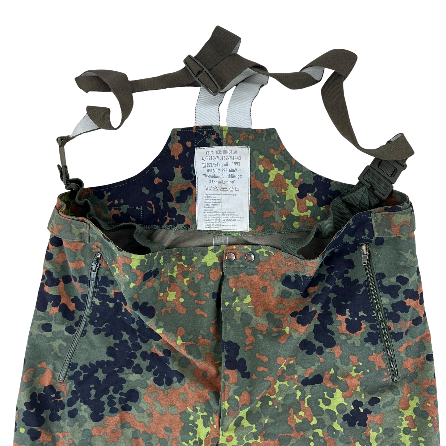 German Army Flecktarn Camo Waterproof Overalls / Overtrousers - W44 L29