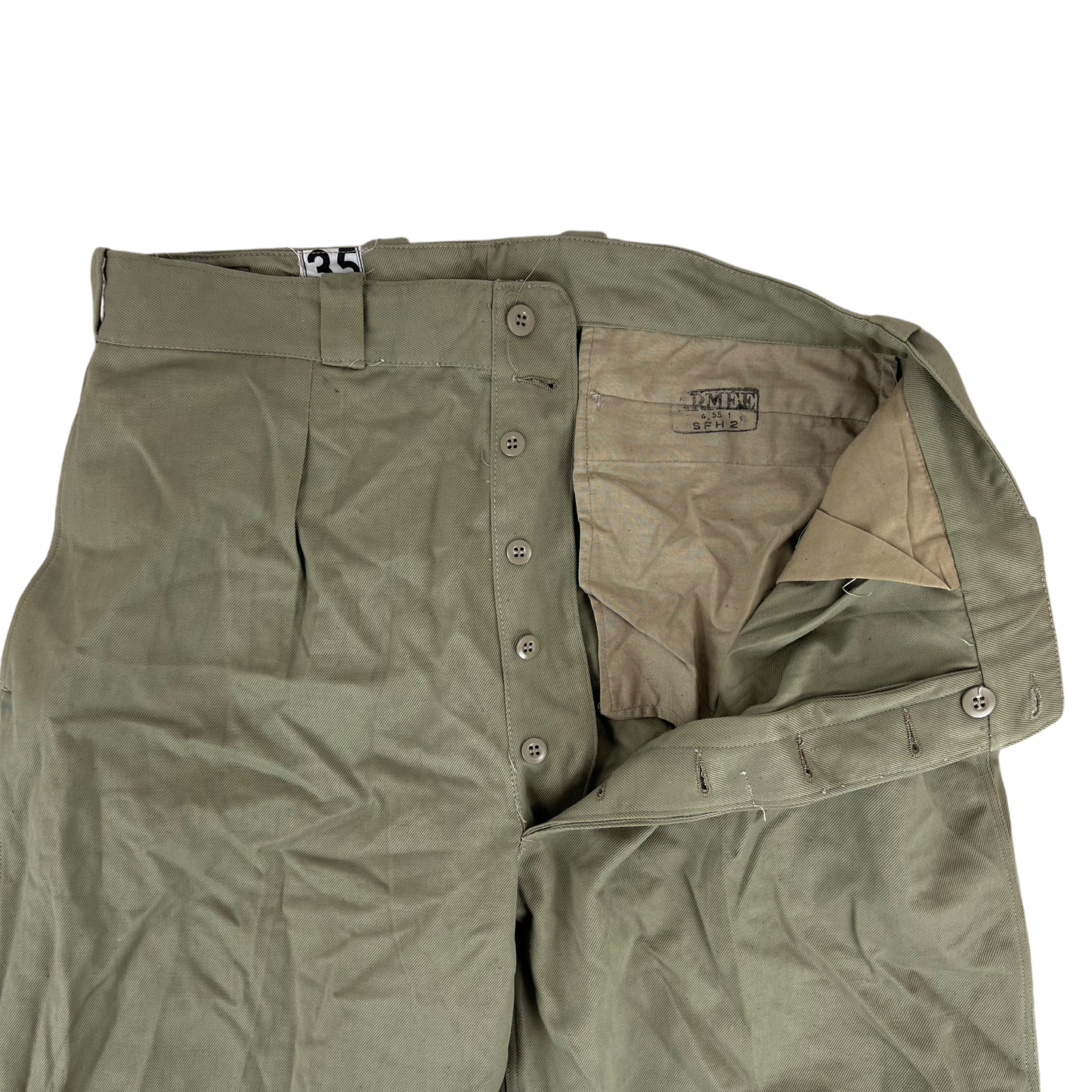 French Army 50s Beige Dress Trousers - W35 L30.5